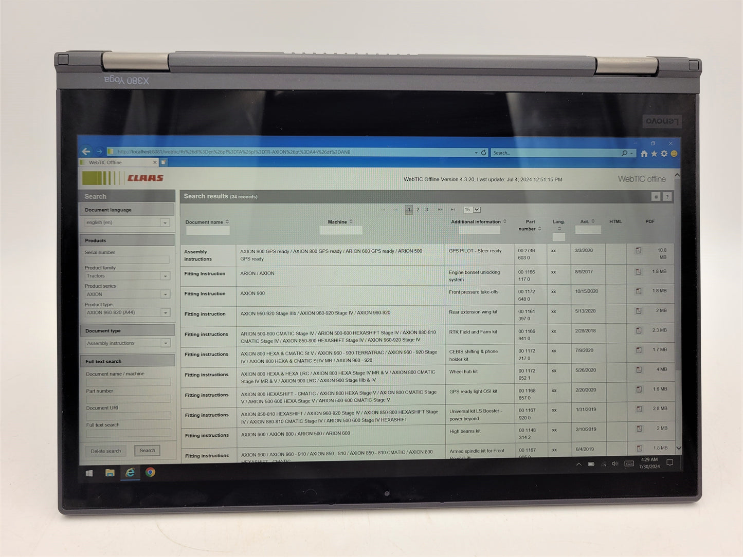 Diagnostic Laptop CLAAS CDS 7.5.1 2021.05 WEBTIC 2024 PARTSDOC 2021 METADIAG 2016