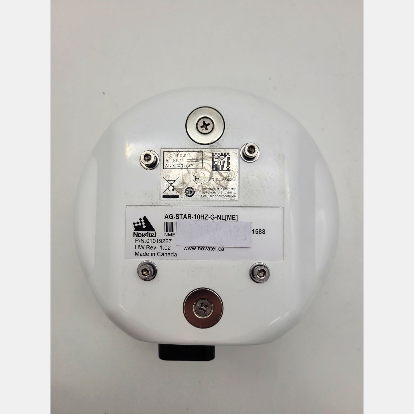 NovAtel Ag-Star-10Hz-G-NL-ME smart antenna label with part number 01019227.