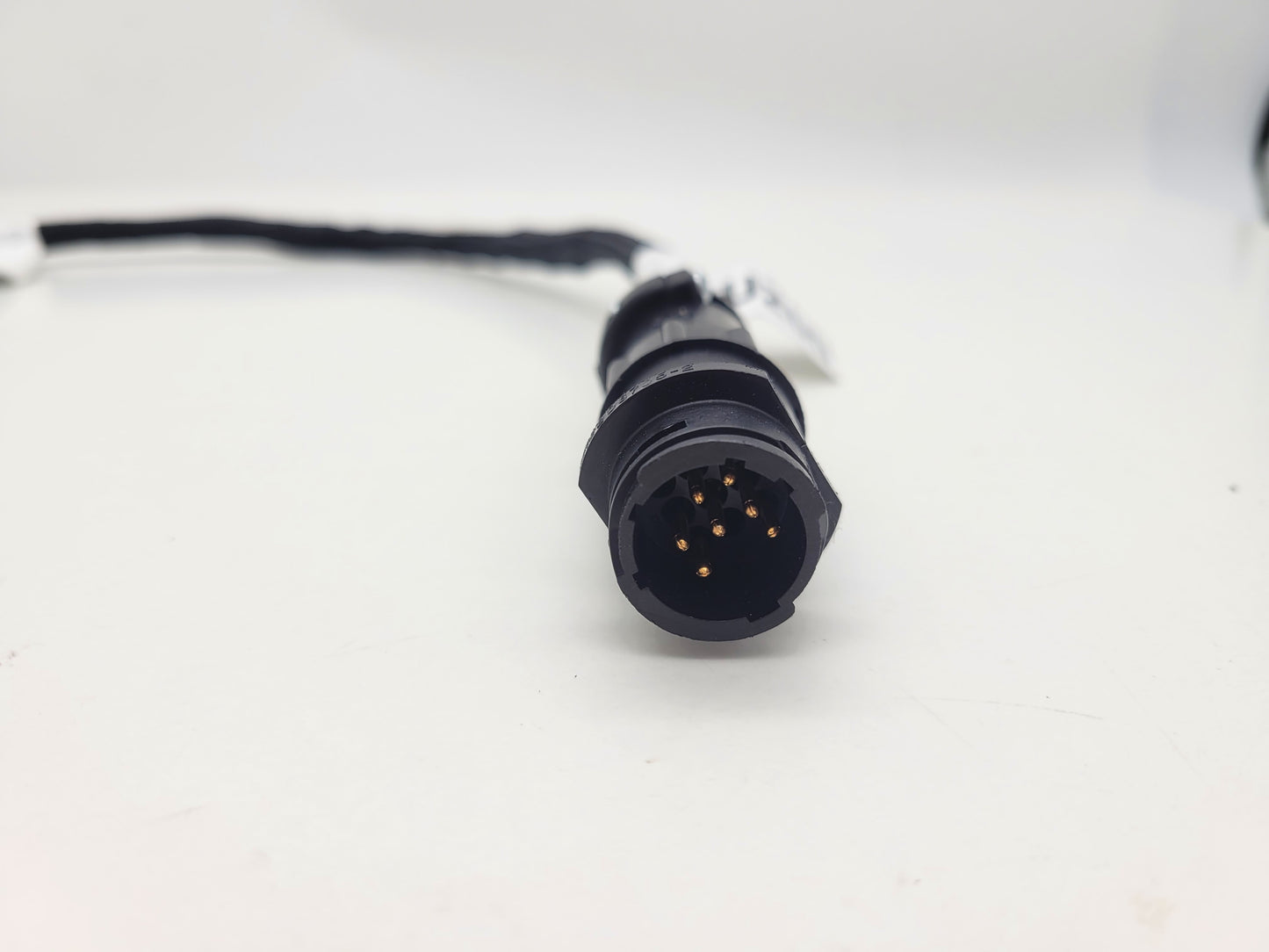 Detailed shot of the male Amphenol connector that plugs into the John Deere ATU 200 steering motor.