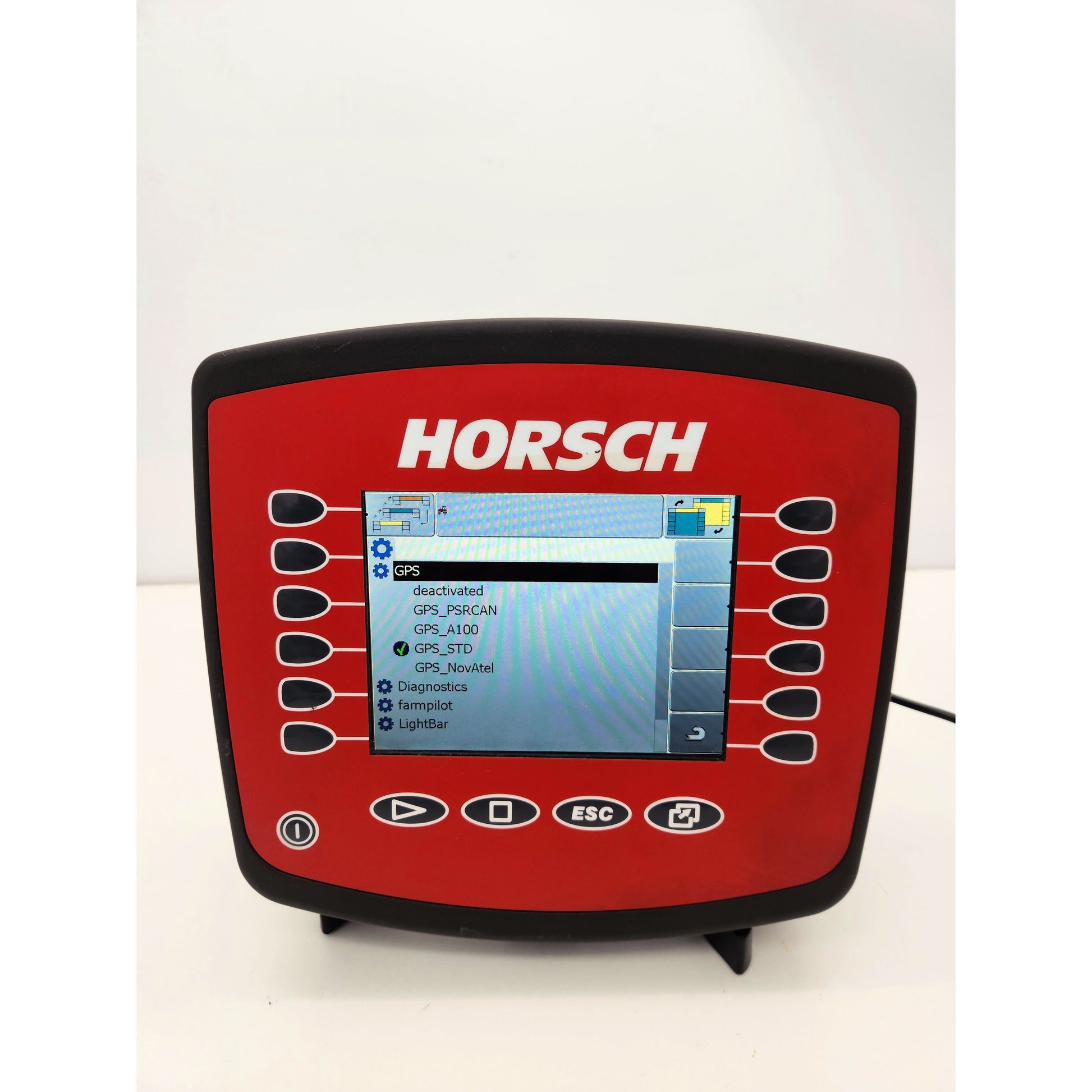 Front view of the Muller Horsch ISOBUS terminal display and control buttons. 00345263