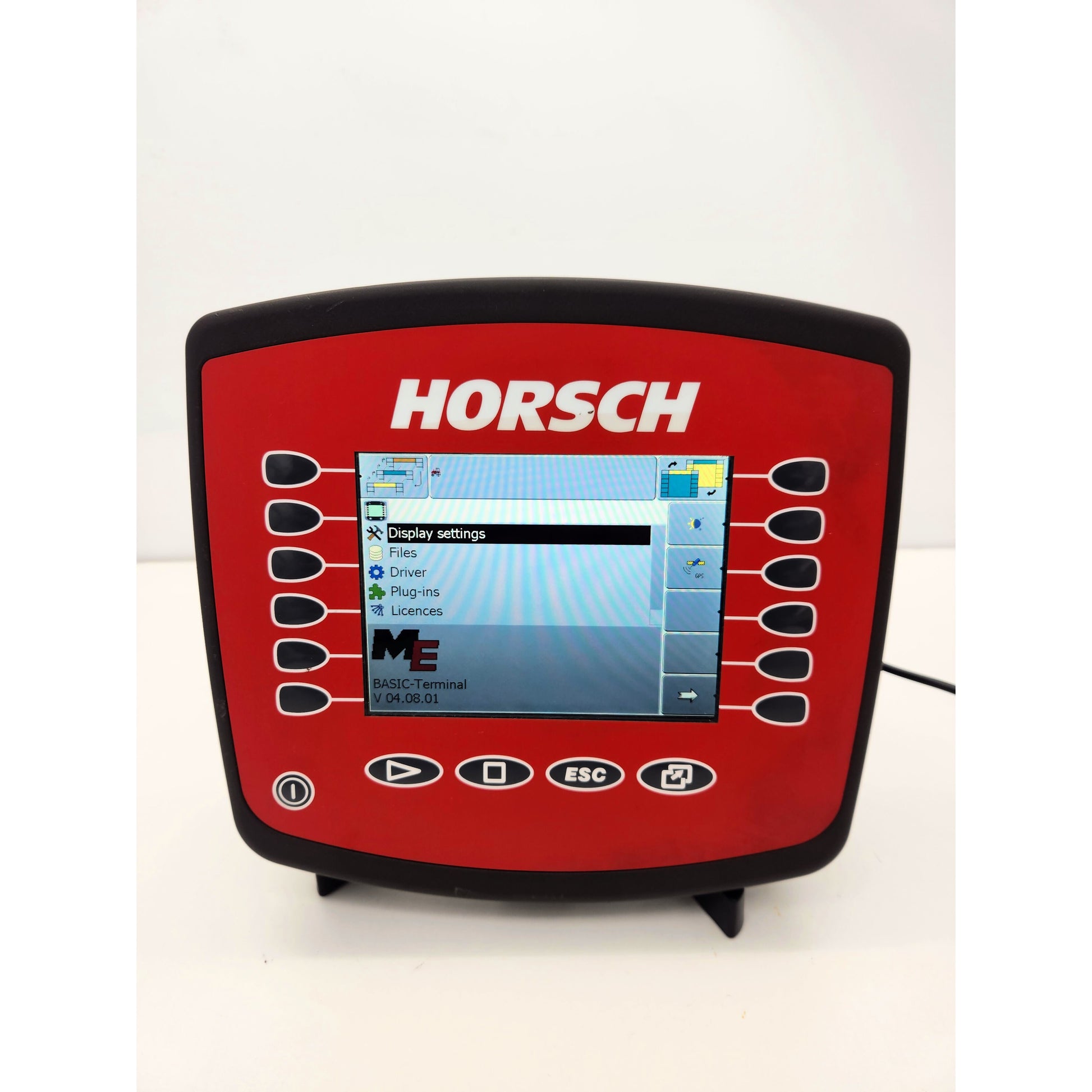 Front view of the Muller Horsch ISOBUS terminal display and control buttons. 00345263