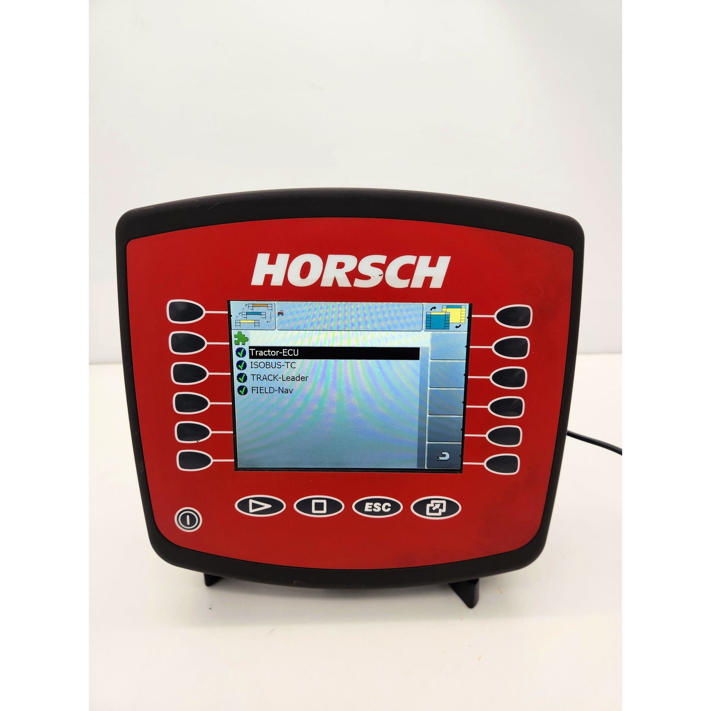 Front view of the Muller Horsch ISOBUS terminal display and control buttons. 00345263
