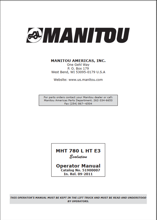 Manitou MHT 780 L HT E3 Operator Manual