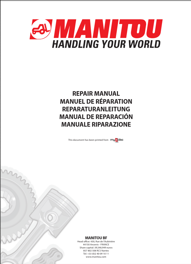 Manitou MHT 860 L Series M Perkins Engine Repair Manual