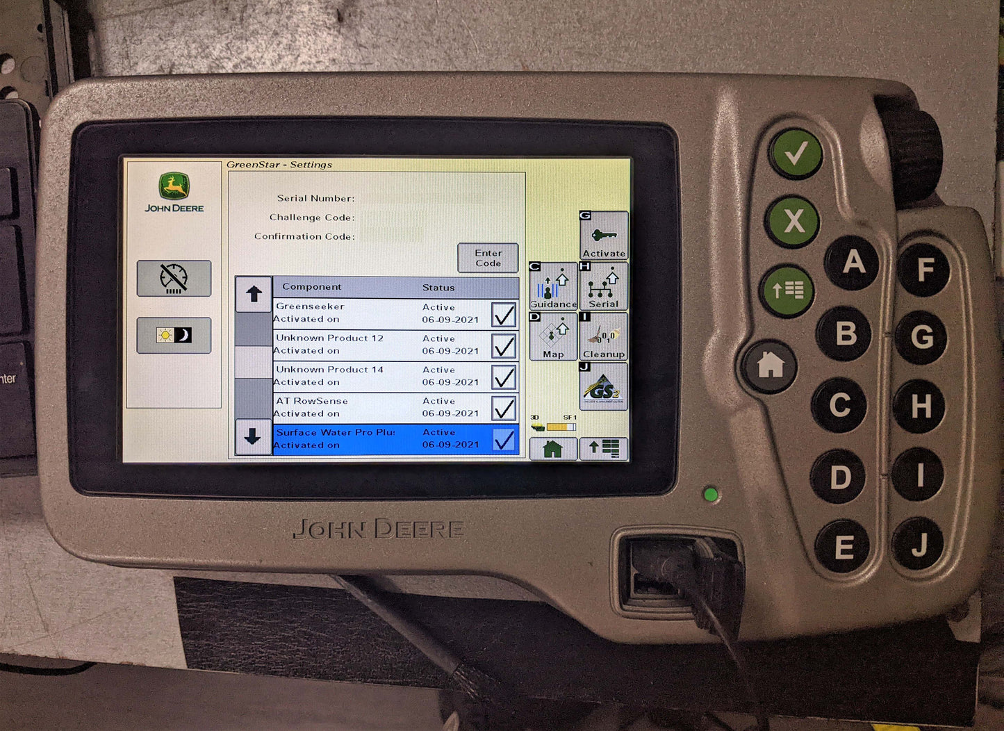 John Deere KIT GreenStar 1800 Display Terminal 7" AutoTrack SF1, SF2 PF81222 w/ StarFire 3000 SF1 GPS receiver grade A PFA81207 w/ cables