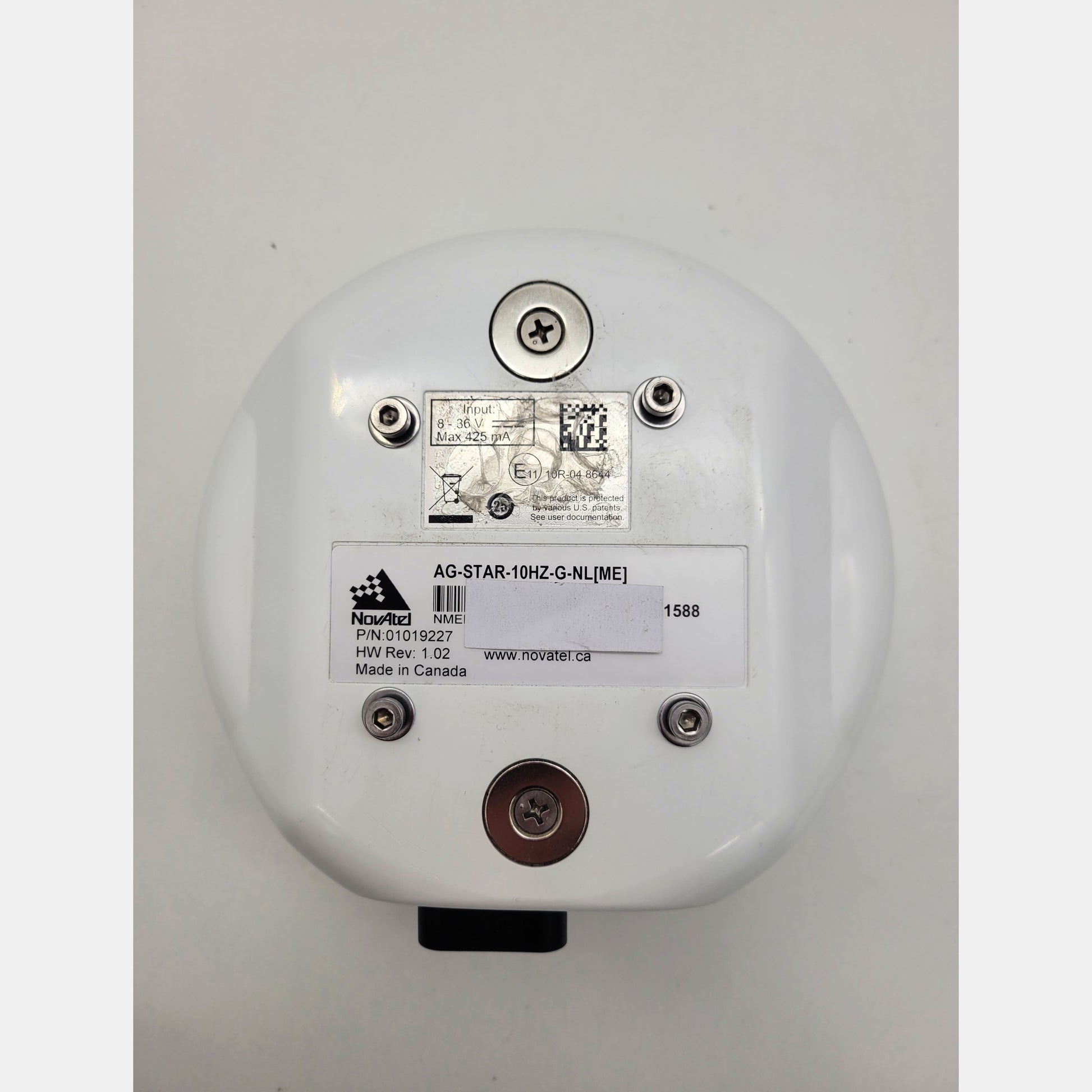 NovAtel Ag-Star-10Hz-G-NL-ME smart antenna label with part number 01019227.