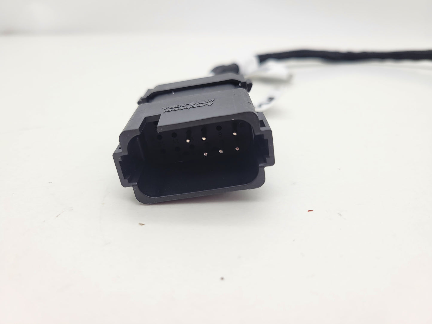 Detailed shot of the male Amphenol connector that plugs into the John Deere ATU 300 steering motor.