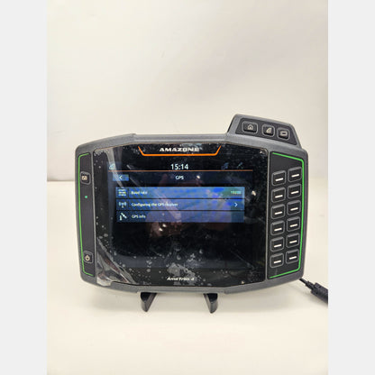 Amazone AmaTron 4 ISOBUS terminal with active GPS licenses list.
