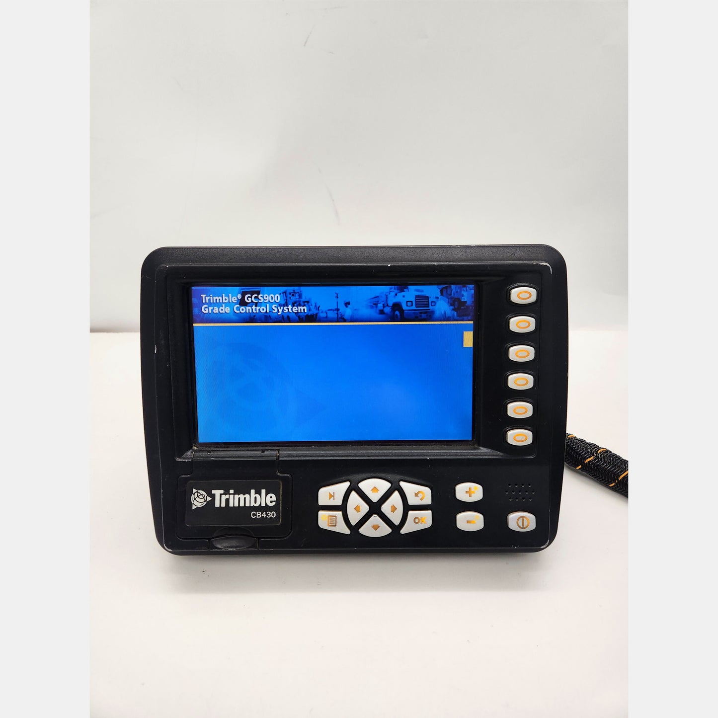Trimble CB430 CAT CD700 Control Box front view powered on.