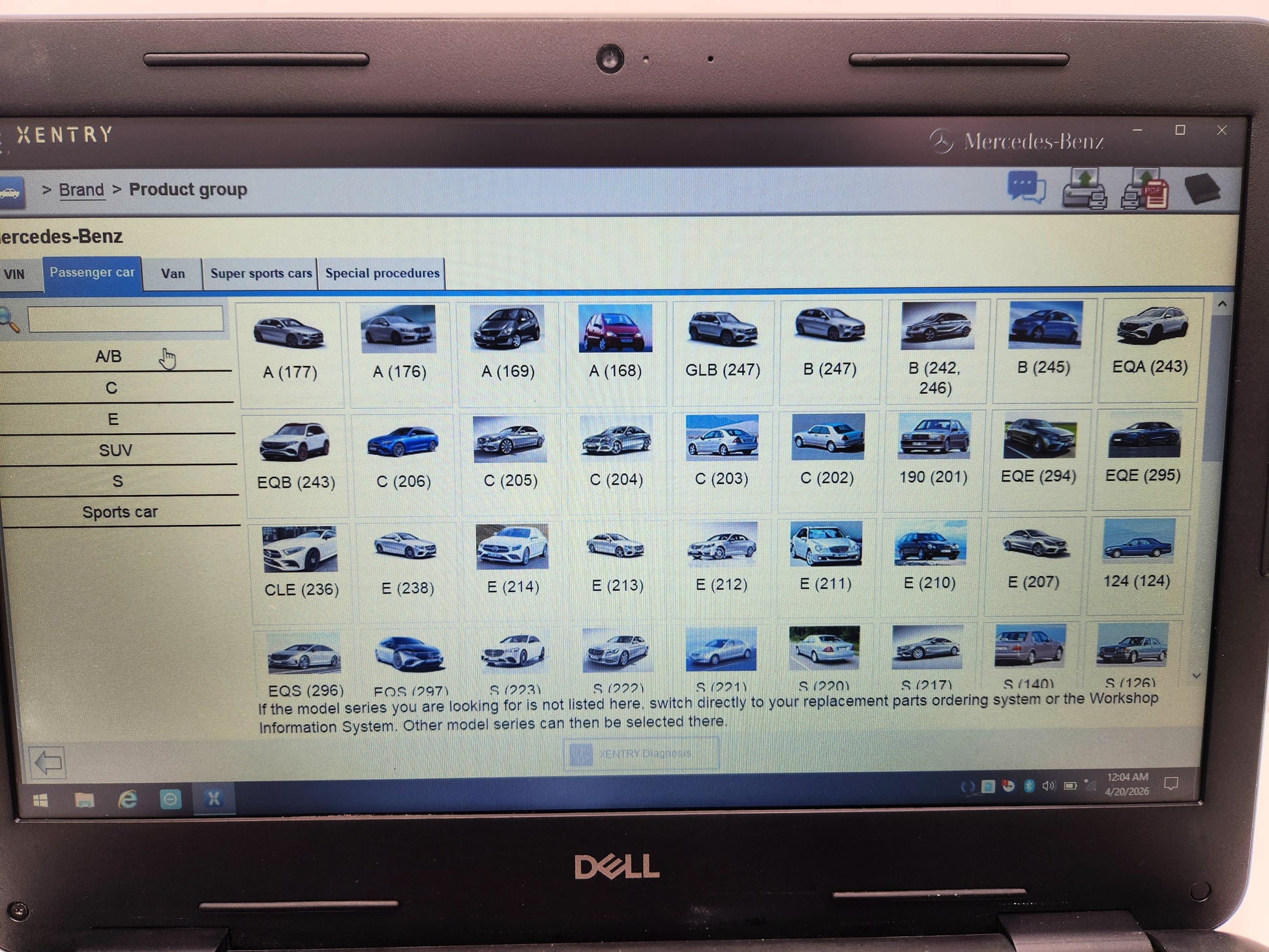 Dell Latitude diagnostic laptop running Xentry 2023