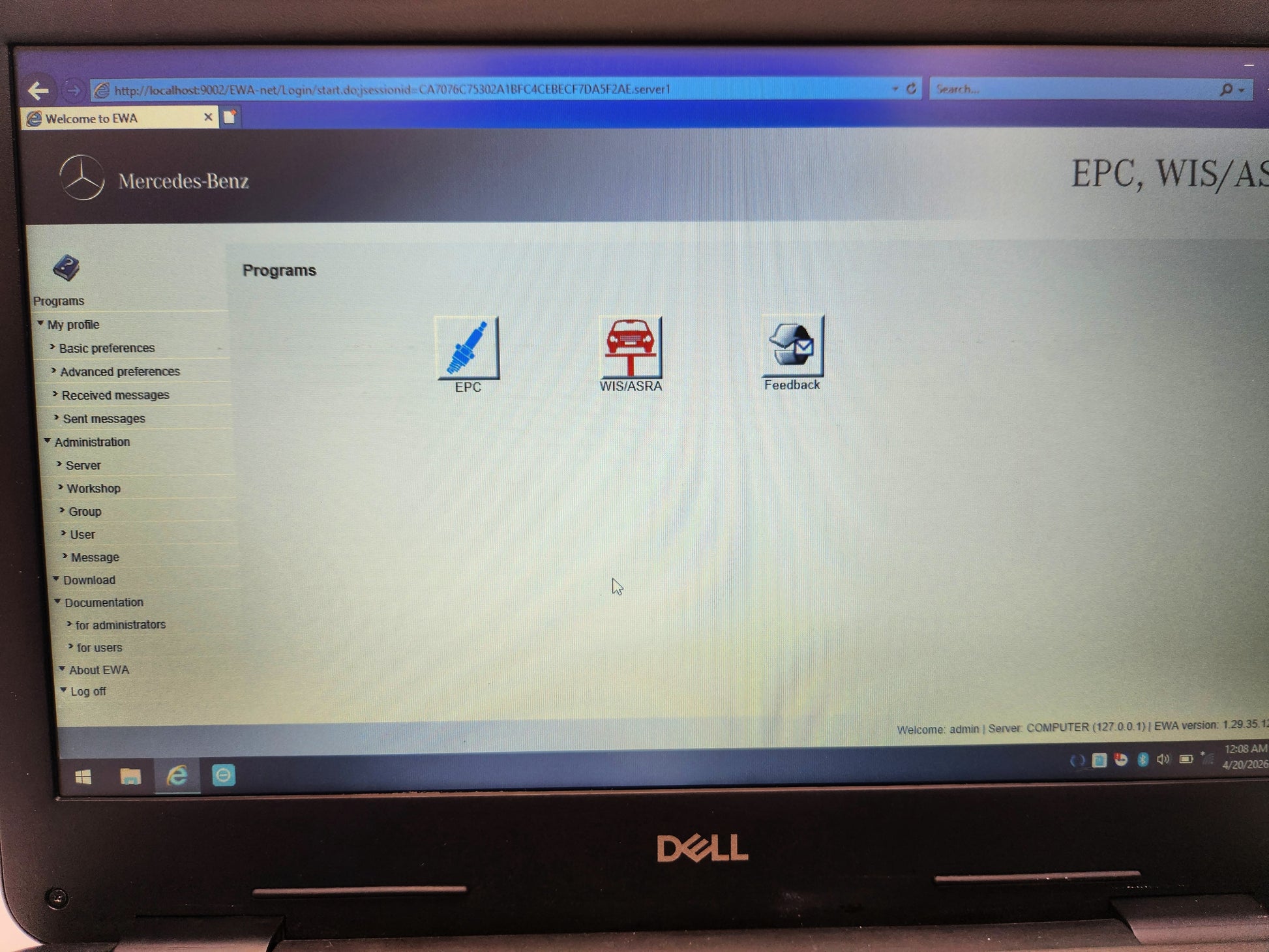 Dell Latitude diagnostic laptop running Xentry 2023