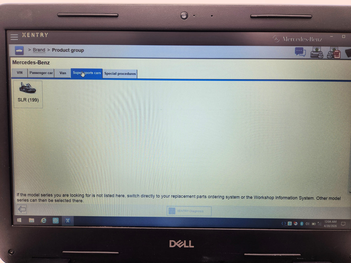 Dell Latitude diagnostic laptop running Xentry 2023
