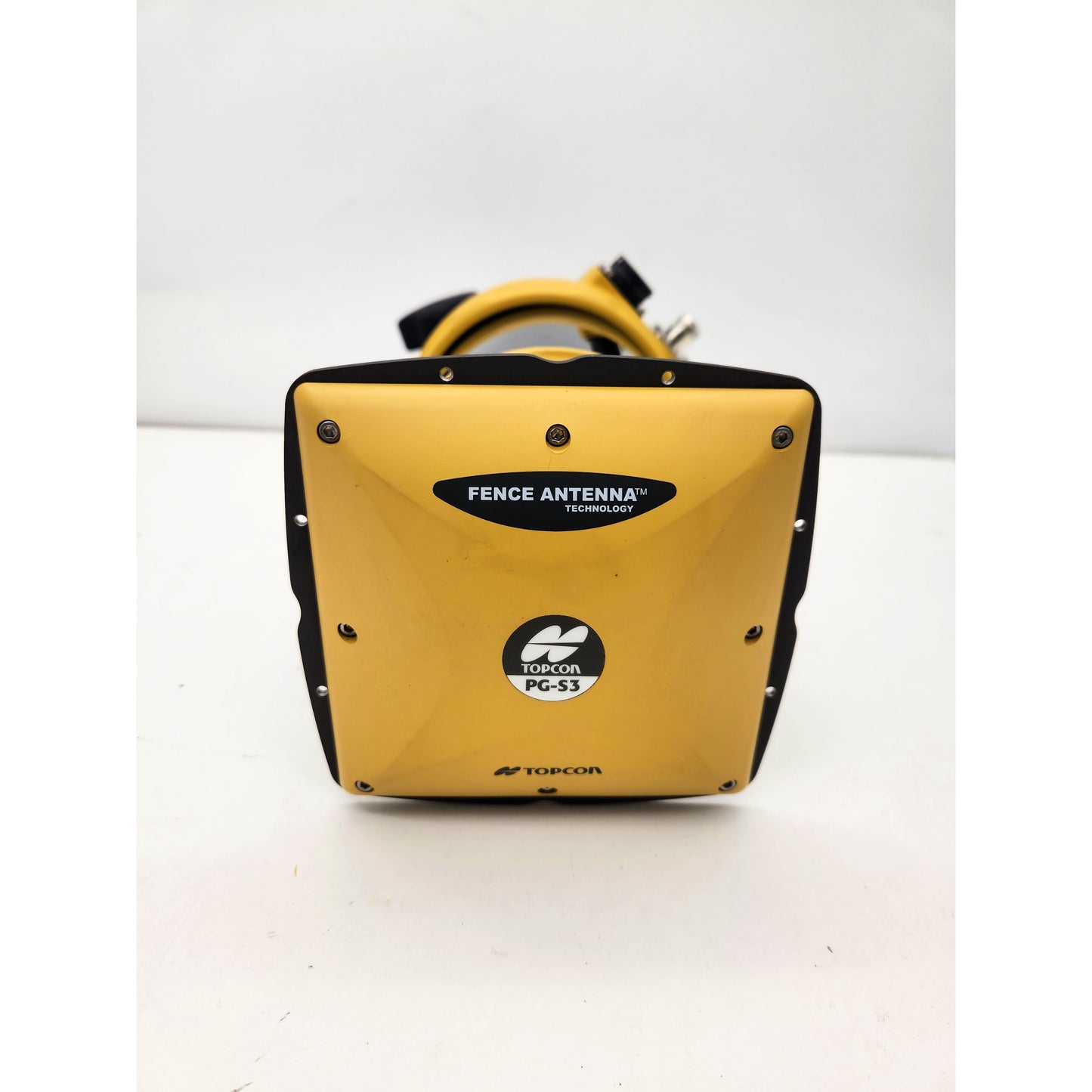Top view of Topcon PG-S3 antenna with Fence Antenna Technology logo.