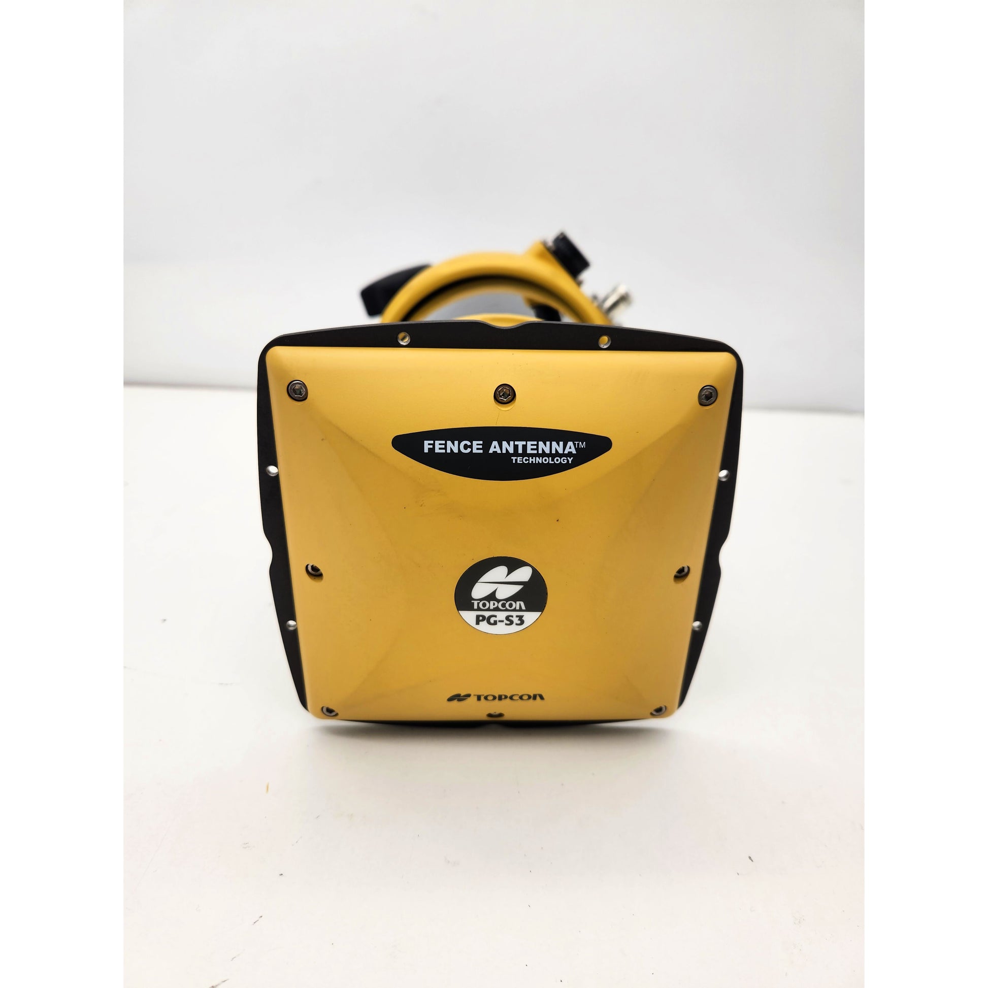 Top view of Topcon PG-S3 antenna with Fence Antenna Technology logo.