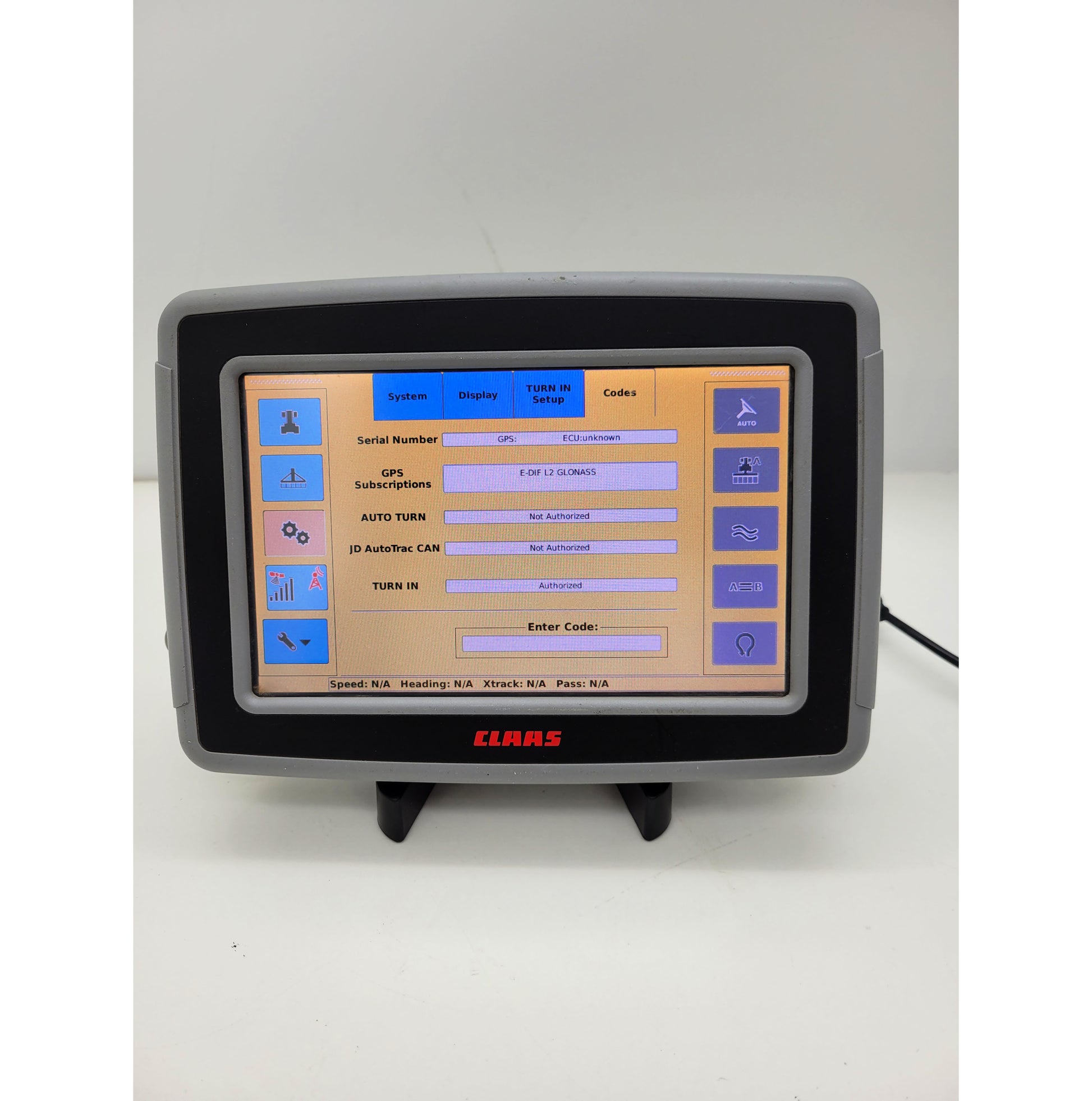 CLAAS Terminal S7 codes menu verifying eDif L2 GLONASS authorization
