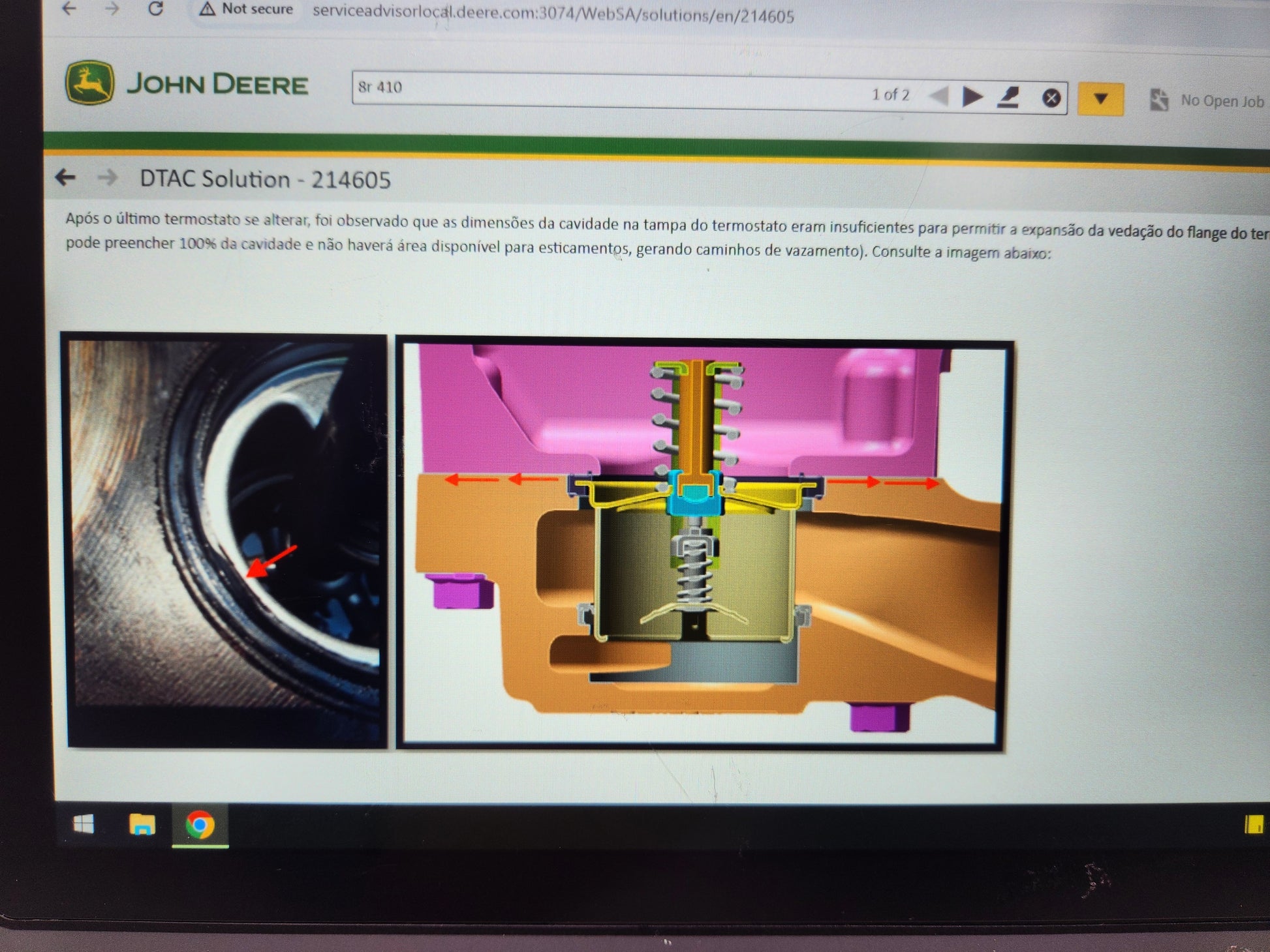 Rugged Getac diagnostic tablet running John Deere Service Advisor 5.3 software.